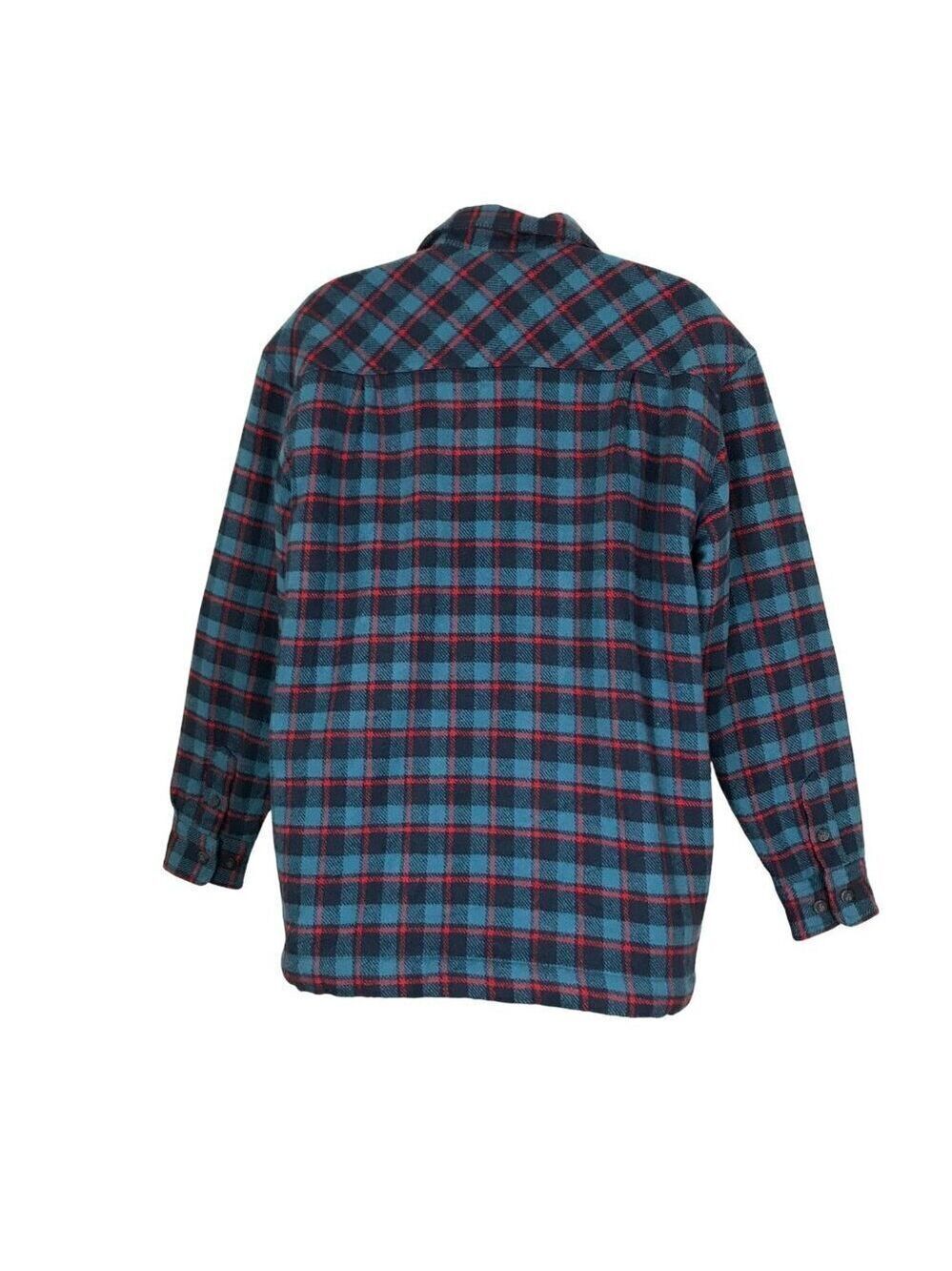 Aritzia TNA Blue & Red Plaid Flannel Faux Fur Lined Shacket Size L - Picture 6 of 8
